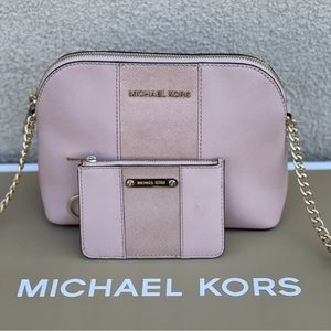 Michael Kors Jet Set Travel Medium Logo Dome Crossbody with Card case